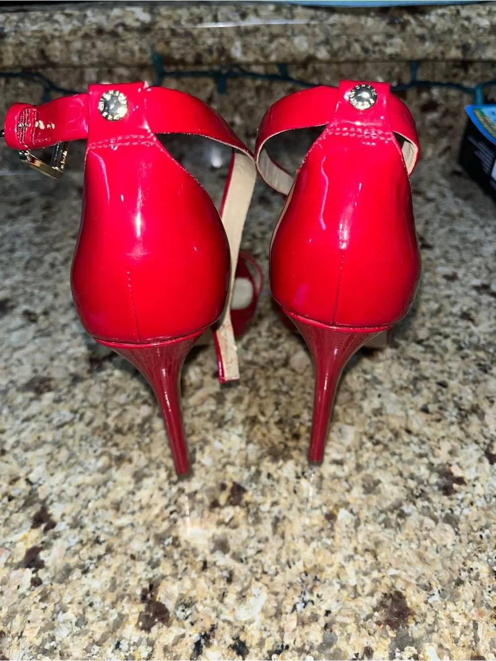 Michael Kors Red Patent Leather Ankle-Strap Heels